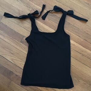 Black Tank Top with Bow Straps